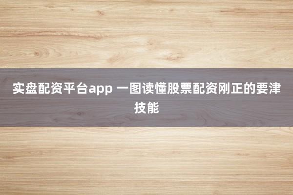 实盘配资平台app 一图读懂股票配资刚正的要津技能