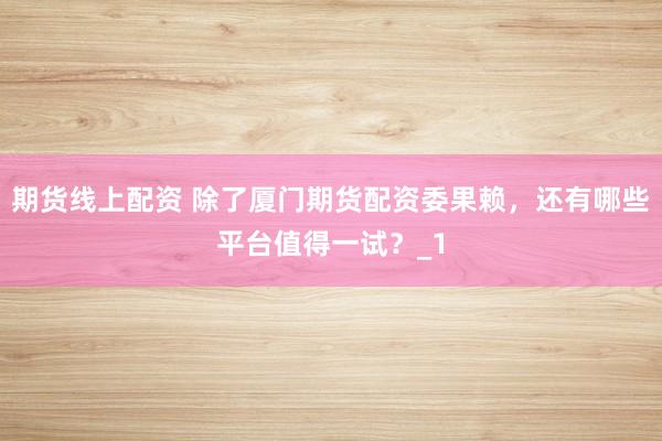 期货线上配资 除了厦门期货配资委果赖，还有哪些平台值得一试？_1