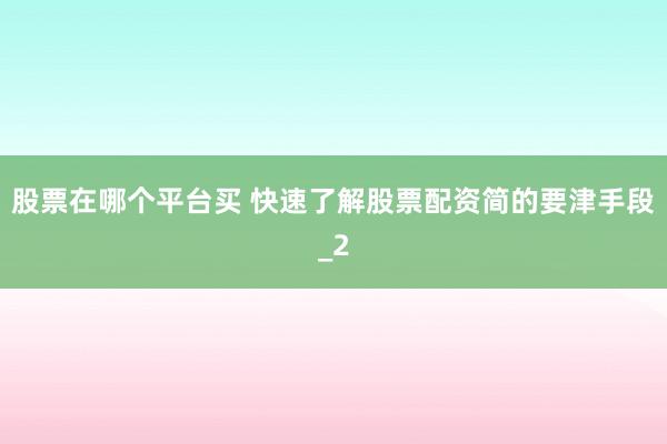 股票在哪个平台买 快速了解股票配资简的要津手段_2