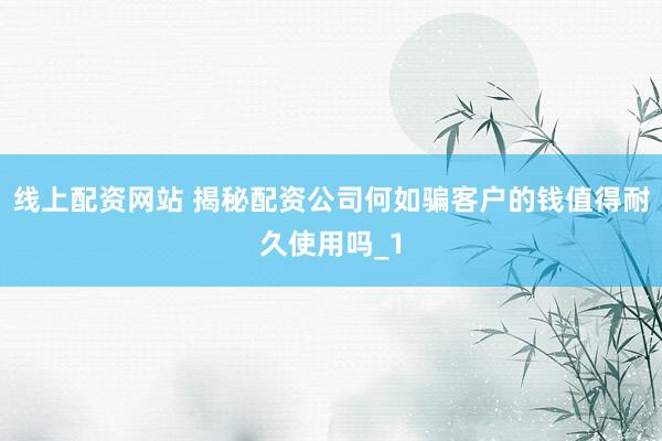 线上配资网站 揭秘配资公司何如骗客户的钱值得耐久使用吗_1