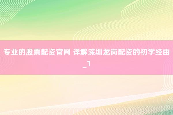 专业的股票配资官网 详解深圳龙岗配资的初学经由_1