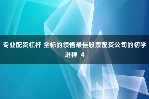 专业配资杠杆 全标的领悟最佳股票配资公司的初学进程_4