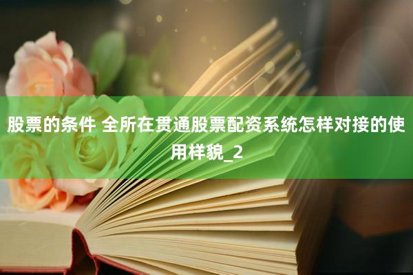 股票的条件 全所在贯通股票配资系统怎样对接的使用样貌_2