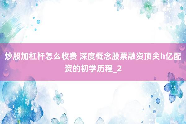 炒股加杠杆怎么收费 深度概念股票融资顶尖h亿配资的初学历程_2