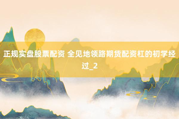 正规实盘股票配资 全见地领路期货配资杠的初学经过_2
