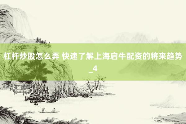 杠杆炒股怎么弄 快速了解上海启牛配资的将来趋势_4