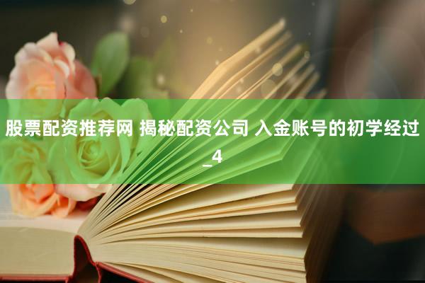 股票配资推荐网 揭秘配资公司 入金账号的初学经过_4