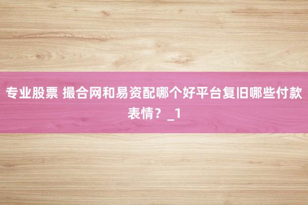 专业股票 撮合网和易资配哪个好平台复旧哪些付款表情？_1