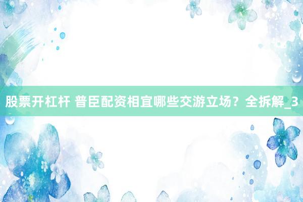 股票开杠杆 普臣配资相宜哪些交游立场？全拆解_3