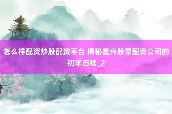 怎么样配资炒股配资平台 揭秘嘉兴股票配资公司的初学历程_2