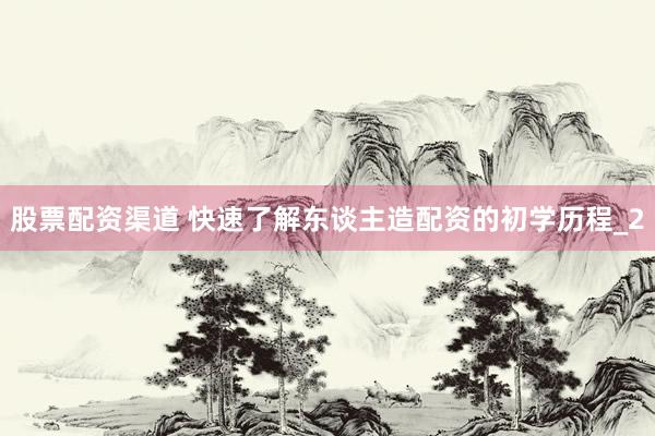 股票配资渠道 快速了解东谈主造配资的初学历程_2
