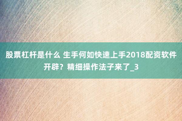 股票杠杆是什么 生手何如快速上手2018配资软件开辟？精细操作法子来了_3