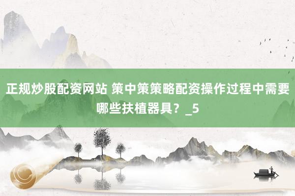 正规炒股配资网站 策中策策略配资操作过程中需要哪些扶植器具？_5
