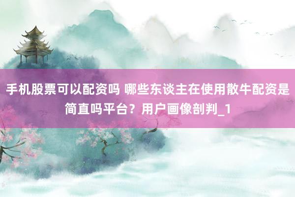手机股票可以配资吗 哪些东谈主在使用散牛配资是简直吗平台？用户画像剖判_1