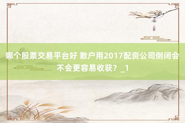 哪个股票交易平台好 散户用2017配资公司倒闭会不会更容易收获？_1