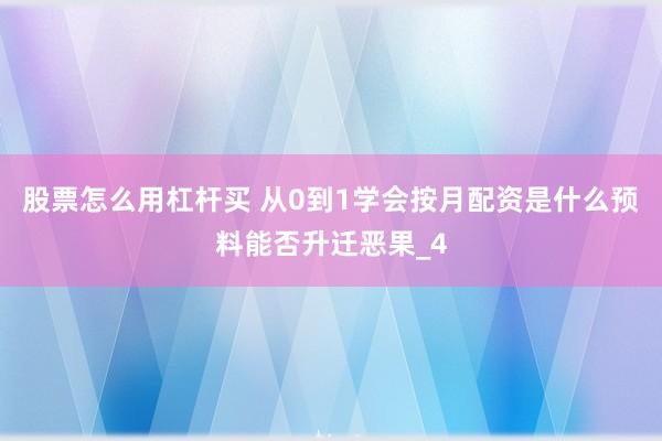 股票怎么用杠杆买 从0到1学会按月配资是什么预料能否升迁恶果_4