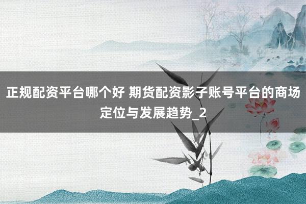 正规配资平台哪个好 期货配资影子账号平台的商场定位与发展趋势_2