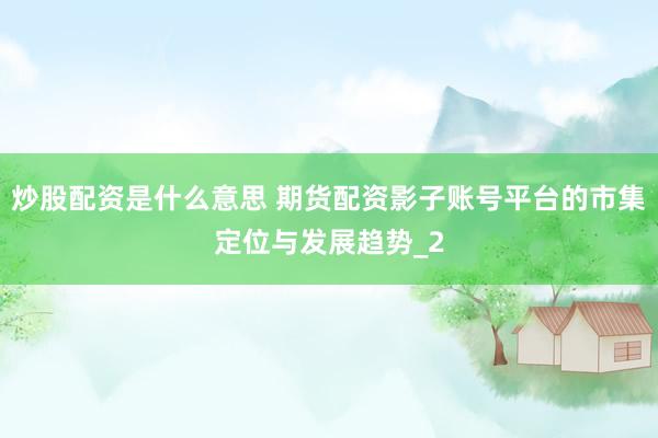 炒股配资是什么意思 期货配资影子账号平台的市集定位与发展趋势_2