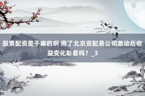 股票配资是干嘛的啊 用了北京资配易公司激动后收益变化彰着吗？_3