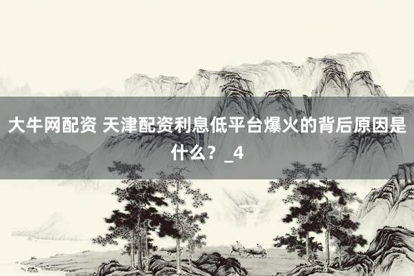 大牛网配资 天津配资利息低平台爆火的背后原因是什么？_4