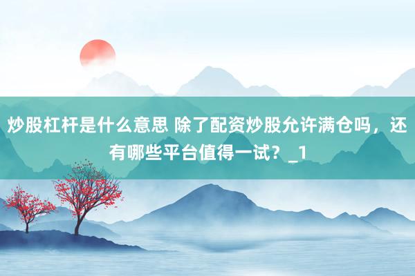 炒股杠杆是什么意思 除了配资炒股允许满仓吗，还有哪些平台值得一试？_1