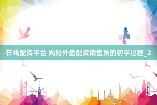 在线配资平台 揭秘外盘配资销售员的初学过程_2