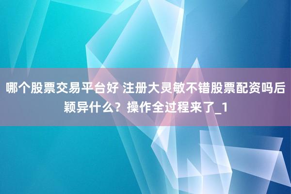 哪个股票交易平台好 注册大灵敏不错股票配资吗后颖异什么？操作全过程来了_1