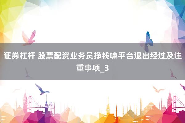 证券杠杆 股票配资业务员挣钱嘛平台退出经过及注重事项_3